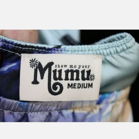 Show Me Your MuMu Heather Halter Dress Size Medium Mint to Be Floral Satin - Picture 10 of 11